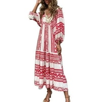 Mgaohoen Clearsance Ljetne haljine za žene Ležerne prilike Dužina katova Boho cvjetna nafta na havaijskim plažama Maxi Plus veličina Dugi RD XXXXXL haljina