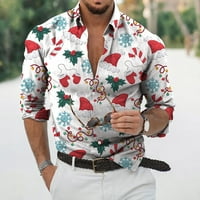 AERDream Muška jesenska majica Termički šareni print stilski snježni pahuljica uzorak Muška Božićna majica