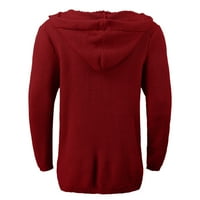 Ketyyh-Chn Mens Cardigan Knit Cardigan džemper Lood Fit Ležerne prilike pune boje jakne Crvena, 3xL