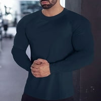 Aaimomet Mens Graphic T-majice Fitness Sportski brzi prženje dugih rukava majica okrugli izrez Čvrsta boja tijesna elastična