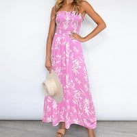 XYSAQA HOMENT LJETNJE BOHO cvjetna haljina za print Linijsku retro haljinu Ležerne prilike bez naramenica Dugo plaža