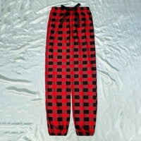 Žene Ležerne hlače pantalone rešetke Hlače Udobne meke elastične struke pidžama hlače crveno xl
