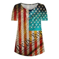 Ženski ljetni vrhovi, 4. četvrti jula Patriotska američka američka zastava Star Striped nezavisno-majice