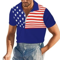 Muške polo majice Proljeće i ljetni modni labavi rever sa patentnim zatvaračem 3D Digitalni ispis Dan neovisnosti Teniski majice Brown XXL
