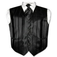 Muški haljina prsluk i kravat crna boja tkani traka za dizajn set kravata sz 2xl