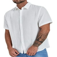 Paille muškarci vrhovi kratkih rukava ljetni košulje lapel izrez bluza Redovna fit svakodnevna habanja majica bijeli xl
