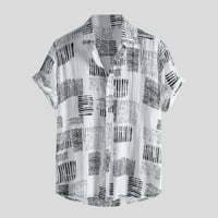 iopqo polo majice za muškarce muške modne ležerne pruge Print s kratkim rukavima Dugme Slaba majica