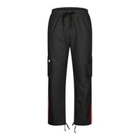 Caveitl Jogers za muškarce, muškarci solidni patchwork casual više džepova na otvorenom ravno tipom fitness hlače hlače hlače crvena