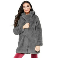 GUVPEV Zimska dama ženska topla dugačka krznena kaput jakna parka, gornja odjeća - siva s