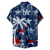 Muška američka zastava Majica Patriotski Tee 4. jula Izjavna vežbanje T-majica Carlarck košulja majica sa gumbom Revel kratki rukav mornarice xxxxl