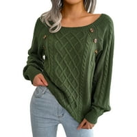 Duks pulover za žene Zimske dugih rukava okrugli vrat poliesterski modni pulover džemperi zeleni m