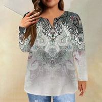 Strungten ženska plus veličina modna nova majica sa dugmetom dugih rukava cvijet od tiskanih ležernih
