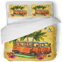 Surf Hippy Vintage Stari autobus za prevladač na dasku za turg i skica dlanova boja Duvačka prevlaka sa jastukom za kućnu posteljinu ukras