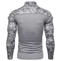 Lanner muški vrhovi vanjski fitness kamuflaža dugih rukava džepne majice Casual majica muške odjeće Trup plus veličina siva xl