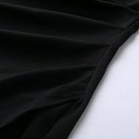 Ženske opružne haljine Clearence Dugi rukav Okrugli vrat Haljina od pune boje Haljina za čipku za žene Mesh Crew Crt Sport Visoka niska haljina, crna, s
