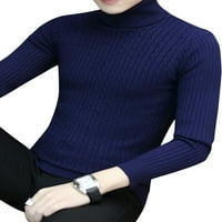 Muškarci Solid Color Turtneck Dukseri Slim Fit s dugim rukavom rebrasti pleteni pleteni džemper