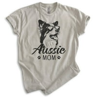 Majica Aussie mama, unise ženska majica, australijski ovčar, Aussie vlasnik, smiješna pasa mama poklon, svijetlo svilena siva, mala