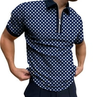 Wozhidaoke Muške majice polo majice za muškarce polka bluza dotlos casual patentni zatvarač Ispis muških muških modnih plavih m