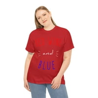 Crveno vino i plava grafička majica u unire