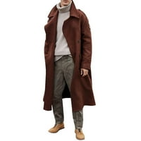 DTIDTPE Zimske jakne za muškarce, mušku zimsku modnu modnu čvrstu boju produžena kancelarijska jakna rever splice dvostruko fit formalne na otvorenom za muškarce