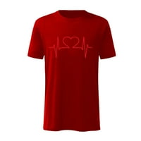 FESFESFES Muški dan zaljubljenih Ležerne majice kratki rukav The Love ECG tiskana majica Labavi pulover odobrenje