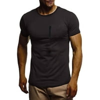 Muške modne majice kratkih rukava Classic Solid Color Crew Contect Henley bluza Basic Distrizirane zapadnjačke majice