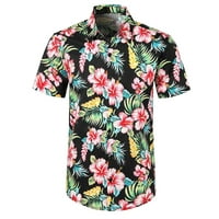 Yubnlvae muns vrhovi muškarci Ležerne prilike za tiskane majice s kratkim rukavima Havajska vrhunska bluza Multicolour