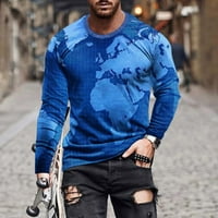 BRGlopf majice za muške vrhove dugih rukava CREW CACT TEE 3D grafiti tiskani pulover Lagani majica Ležerne