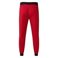 CAICJ radne pantalone za muškarce muške pamučne pantalone elastične struke nacrtaju na plaži Pantalone na plaži Casual Jogger joga hlače sa džepovima prozračna crvena, l