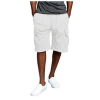 Muški kratkih hlača alat Multi-džepni labavi s pet bodova ravno muške ljetne cašice muške hlače Muškarci Ležerne hlače Bijele + XL
