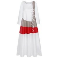 Haljine za žene s dugim rukavima Vintage Print Maxi haljina Mini haljine O vrat casual boho haljina