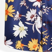 Muška majica Ljeto opušteno-fit modni casual Havajski flower za slobodno vrijeme Cvjetni ispisani gumb s kratkim rukavima dolje za odmor