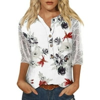 Mrigtriles vrhovi za žene cvjetni tunic s kratkim rukavima V V izrez labavi fit bluze top majica