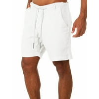 Xinqinghao Lounge Shorts Muška ljetna casual fitness bodybuilding pamučni posteljini džepovi plaža Hlače hlače Tegotine Hlače Bijeli XXL