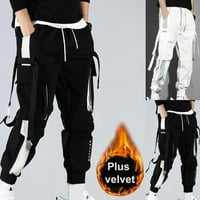 Muškarci Teretne hlače Plišani elastični struk Extra guste džepne pantalone za gledanje u školi za školu