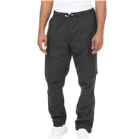 Teretne hlače za muškarce za čišćenje ispod $ solidnih ležernih pantalona za više džepova plus veličine poklon za muške rođendan, crna veličina 18