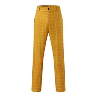 Wozhidaoke muške hlače muške poslovne odijele pantalone na dugme PLAJNE VELIKE VELIKE Osvježavajuće odijelo Muške haljine Hlače žute l