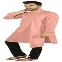 Atasi indijski dizajner kurta za mušku stranku Nosite solidnu boju etničke duge majice