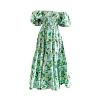 Hanzidakd ljetne haljine za žene Žene Ljeto cvjetno sundress casual jedno rameni sloj ruffles Flowy Midi Beach Boho haljine