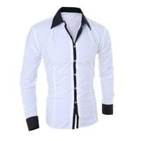 Iopqo muške majice bluza slim casual majica muške ličnosti modni dugih rukava na vrhu muške majice bijeli l