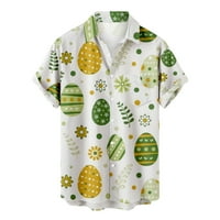 Vrhovi kratkih rukava za muškarce Uskršnje jaje ispisano zatvarač Džepne dugme Havajska majica na plaži
