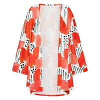 Borniu ženske zimske odjeće cvjetni print lisnatni rukavac kimono kardigan labav šifon pokrov povremenog bluza odozgo
