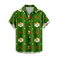 Chiccall božićne majice za muškarce, ležerne ovratnike s kratkim rukavima kratkih rukava Xmas Santa Claus Tisak za ispis bluza na plaži