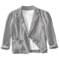 Niuer Muns Blazer dugih rukava Blazers Jednoj grudi Business Jacket Regular Fit Cardigan Jackets reverl vrat Odjeća Siva L