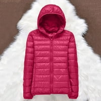 Hanzidakd zimski kaputi za žene zimski dugi rukav O vrat najlon čvrste jakne Kaputi Pink XXL