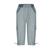 Lopecy-Sta Ženska modna casual pune boje visokih struka teretni pantalone A-line labave širok džep nogu