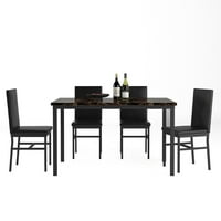 Set za blagovanje, moderni kuhinjski stol sa PU kožnim stolicama za 4, teška tamno smeđa stola za trpezariju