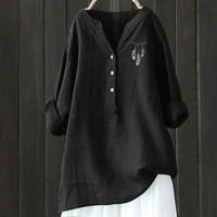 Ljetna štedna klirenska bluza xihbxyly ženska bluza tunika moda moda plus size čvrsta pamučna posteljina