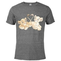 Disney The Lion King Simba i Nala Hearts Valentinovo - pomiješana majica s kratkim rukavima za odrasle - prilagođeni grafitni snijeg Heather