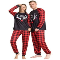 Grianlook Ženske djece koje odgovaraju obiteljskim pidžamim set elastične struke spavanja s dugim rukavima, mekane rublje i hlače mama tata dječja snopa pješaka pleta crvena mama 2xl